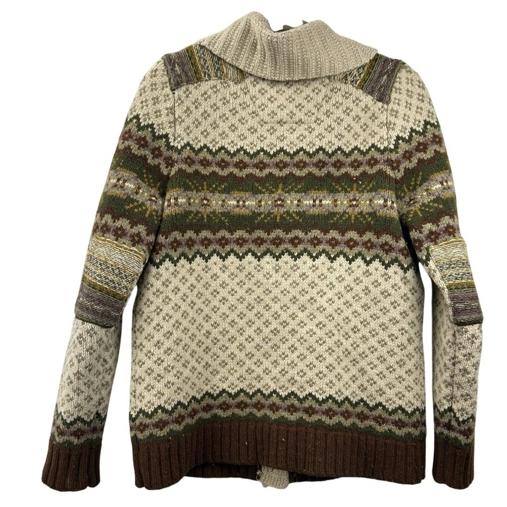 Eddie Bauer XL Womens Cardigan Sweater Wool Blend Fair Isle Shawl Collar VTG - Picture 2 of 16